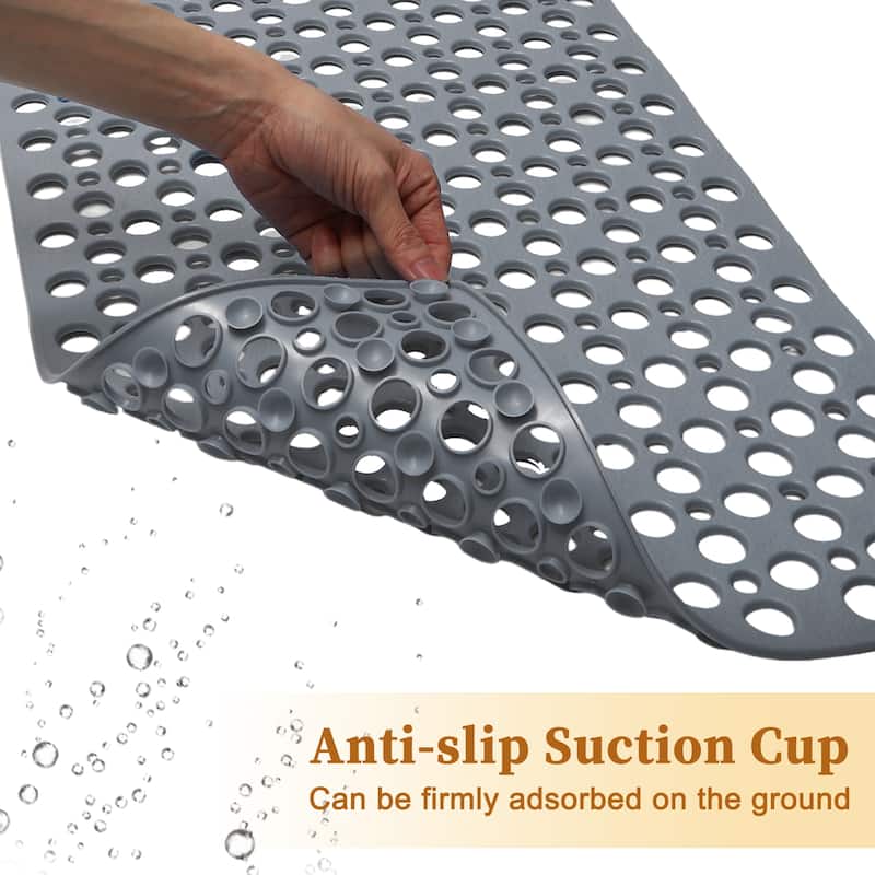 Nonslip Bathtub Mat, Bathtub Shower Mat, Bath Mat with Drain Hole and Suction Cups, 35.43"x23.62" - Grey