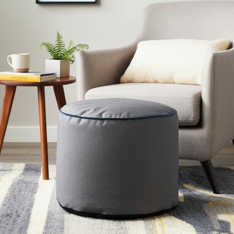 Qiviut Gray Tall Pouf