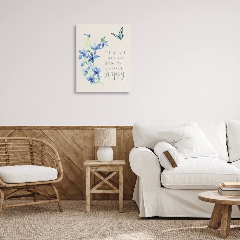Stupell Reasons To Be Happy Floral Canvas Wall Art Design By Janet Tava