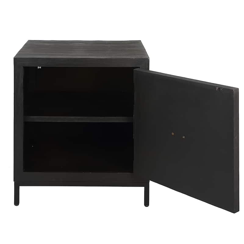 Geometric Cabinet End Table - 25.5" - Black