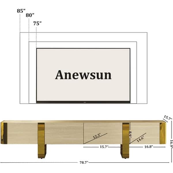 dimension image slide 3 of 6, 79 inch Wood TV Stand Partial Assembly Entertainment Center Modern Media Console with Drawers and Storage Cabinets