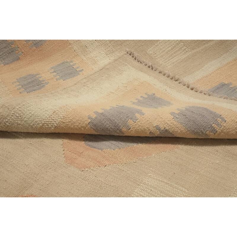 Hand Woven Oriental 100% Wool Carpet Southwestern Tribal Beige & Ivories Kilim Area Rug - 5' 11'' X 4' 0''