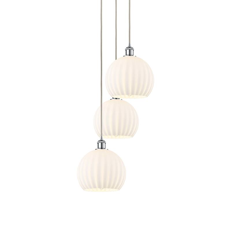 Innovations Lighting 113B-3P-42-17 White Venetian Pendant White - Polished Chrome