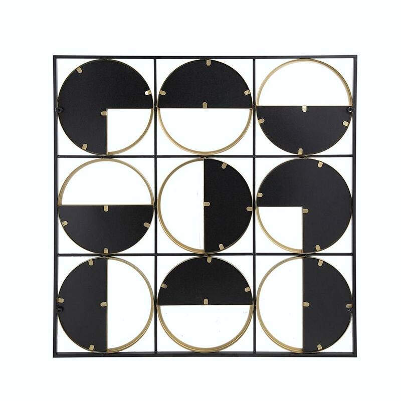 35.6" Eclectic Styling Metal Beaded Black Wall Mirror