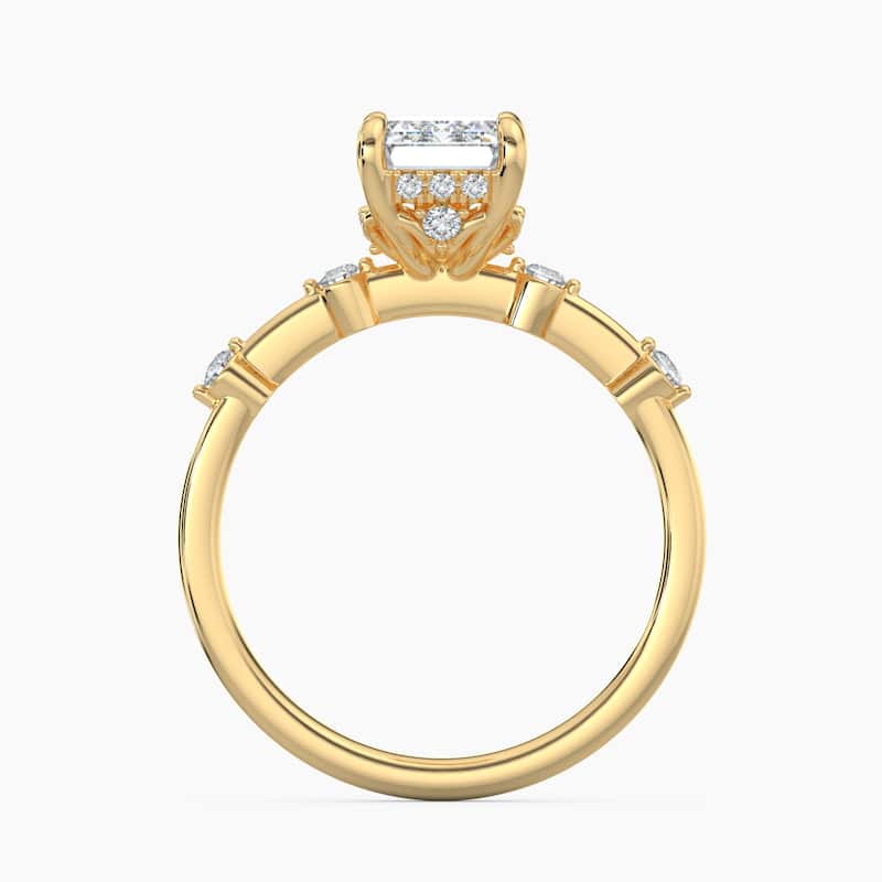 Auriya 14k Gold Petite Diamond Station Emerald Lab Grown Hidden Halo Engagement Ring 1.00 to 5.00 ct. tw.(F-G, VS)