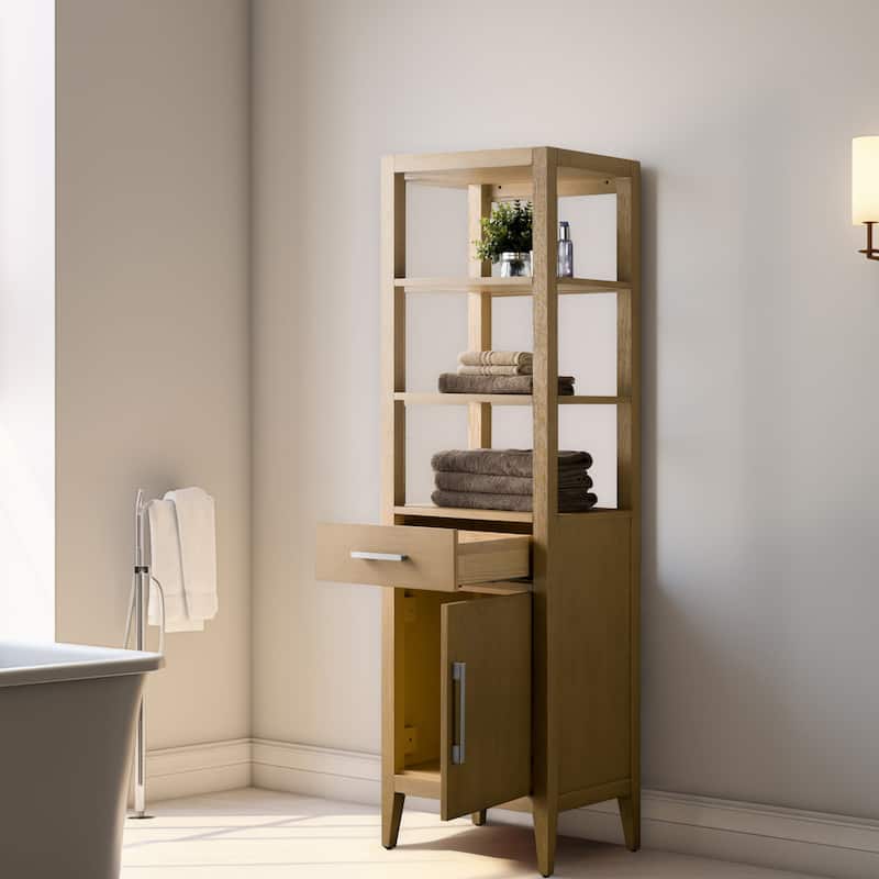 Vanity Art 72" Tall Tower Bathroom Linen Cabinet with Soft Close Door and Drawer