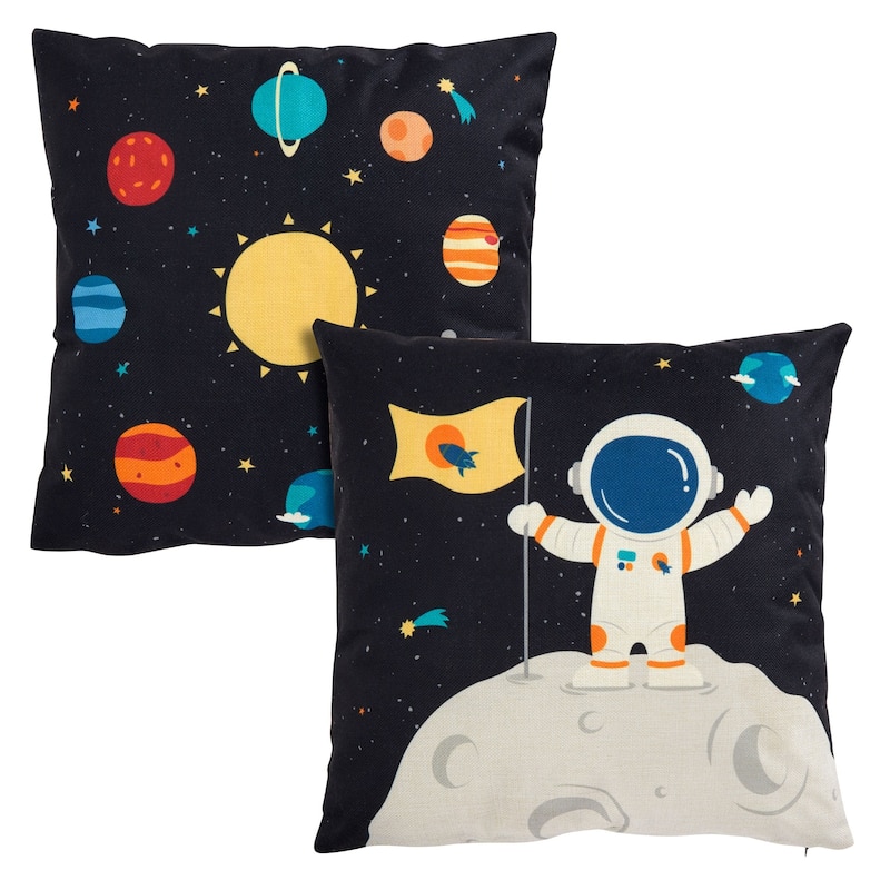 4 Pack Spaceship Decorative Kids Throw Pillow Covers, 4 Designs ...
