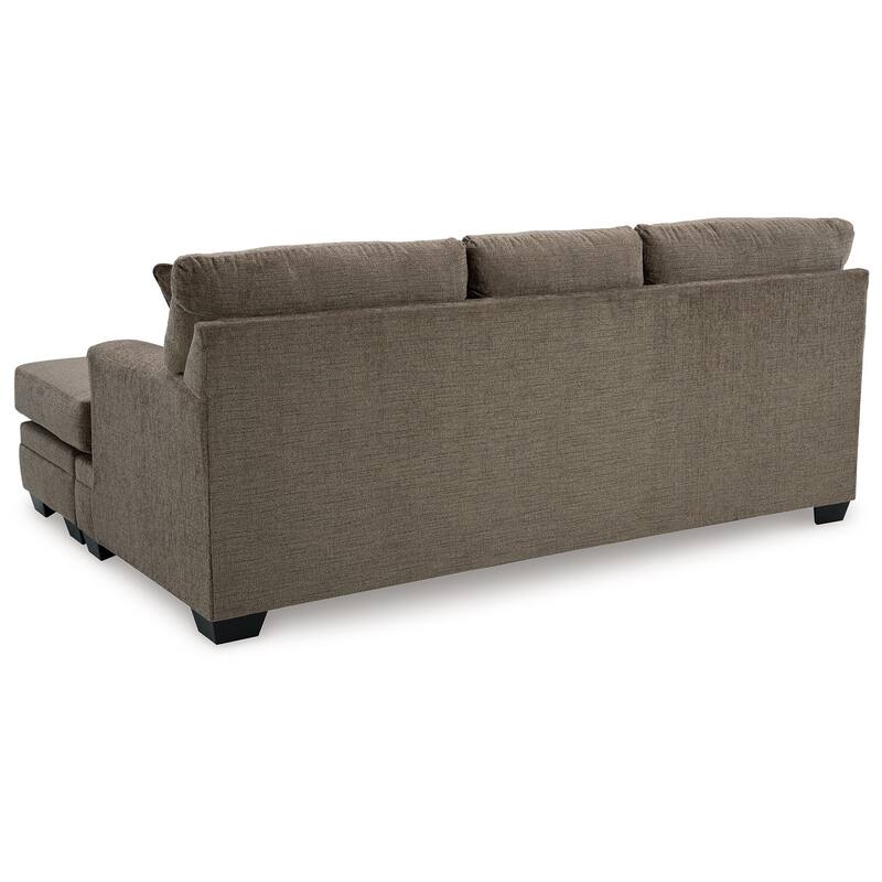 Ead L Sofa Chaise Sectional w Pillows, Nutmeg Brown Polyester 92 Inch