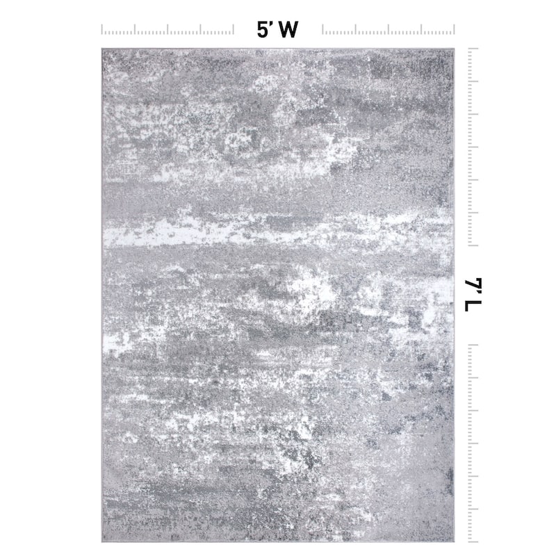 World Rug Gallery Distressed Abstract Watercolor Area Rug