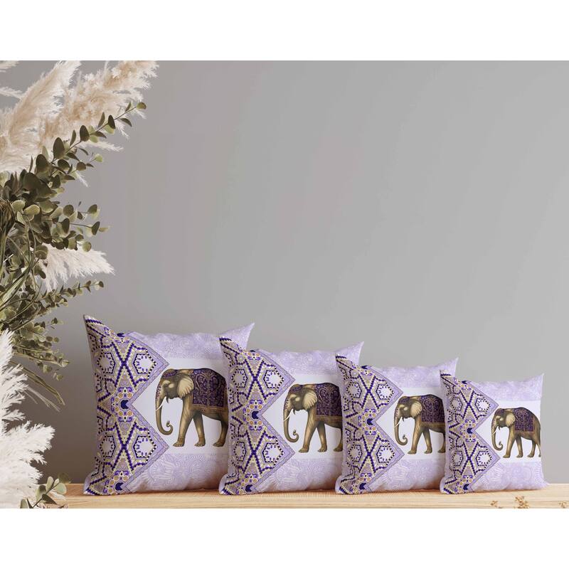 Floraphant Indoor/Outdoor Reversible Throw Pillow Lavender and PaleYellow