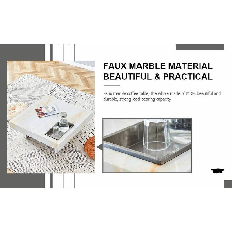Modern Coffee Table with Imitation Marble Patterns