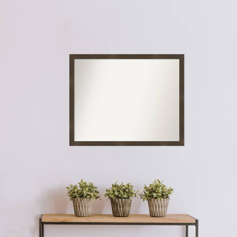 Woodgrain Stripe Non-Beveled Wood Framed Wall Mirror