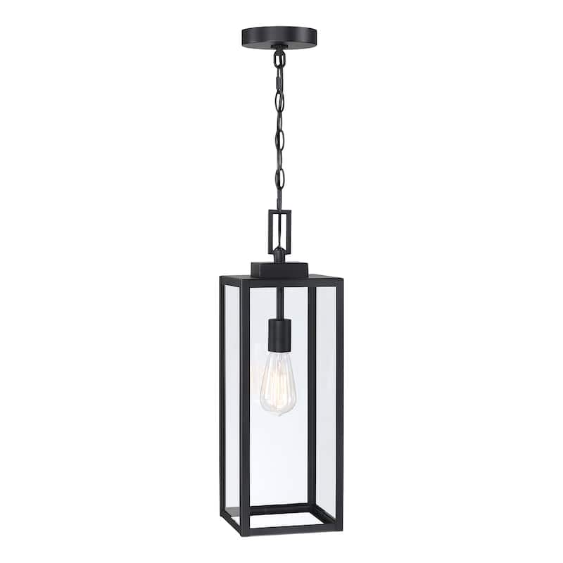 Matte Black Outdoor Hanging Lantern Pendant Light Ceiling Mount Hukoro - Middle - Black