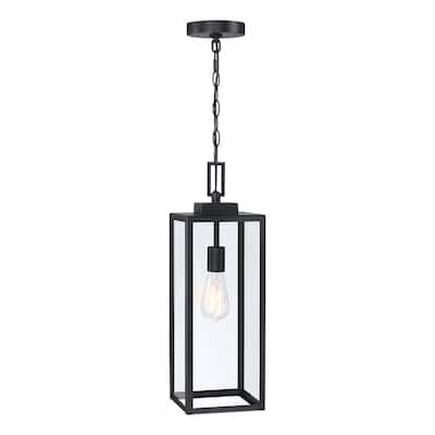 Matte Black Outdoor Hanging Lantern Pendant Light Ceiling Mount Hukoro - Middle