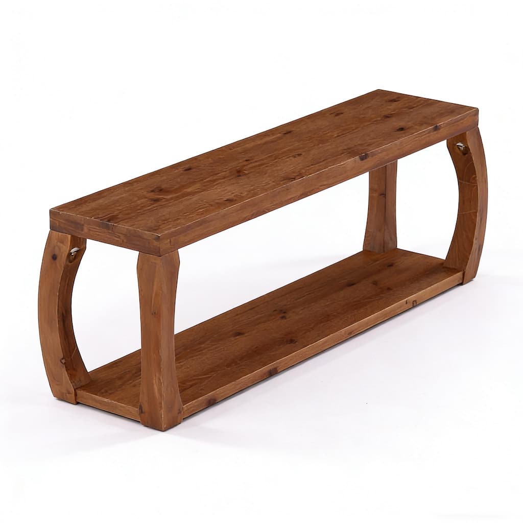 59.06" Solid Wood Storage Bench for Entryway, Living Room