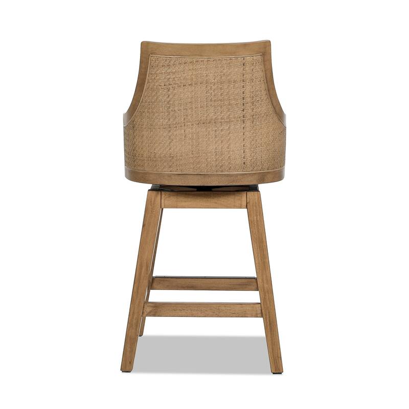 Bahama 26" Cane Rattan High-Back Swivel Counter Height Bar Stool
