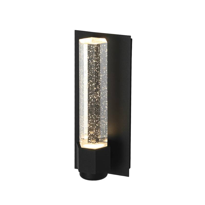 1-Light Bubble Crystal Linear Tube Dimmable LED Vanity Wall Lamp - Black