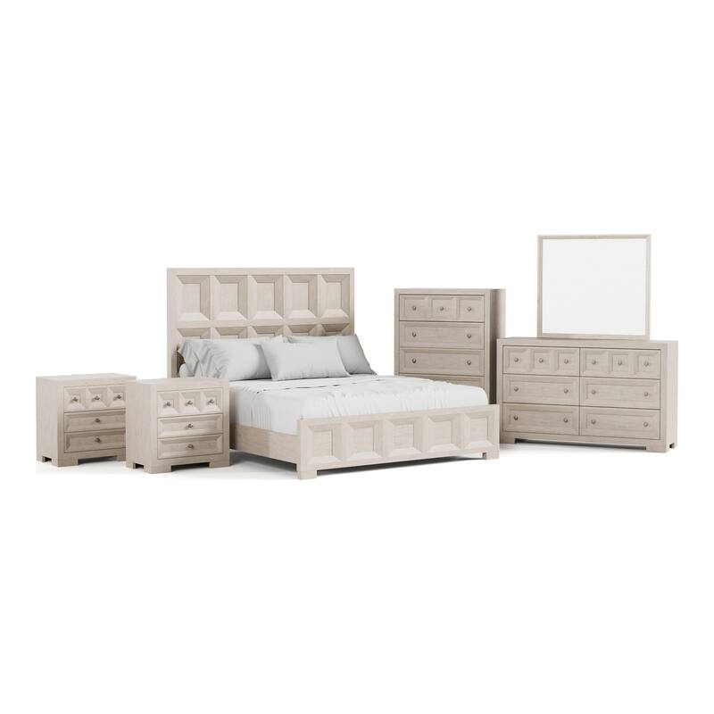 Furniture of America Durem Modern Classic 6-Piece Solid Wood Panel Bedroom Set with 3-Drawer Nightstand