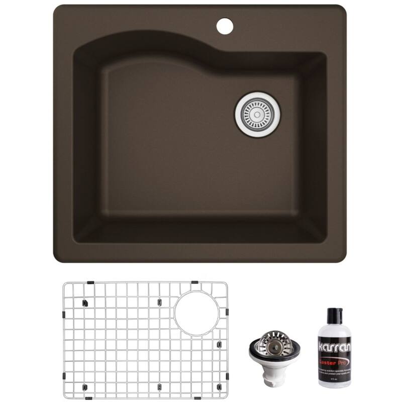 Karran USA QT-671-PK1 Quartz QT 25" Drop In Single Basin Quartz - Brown