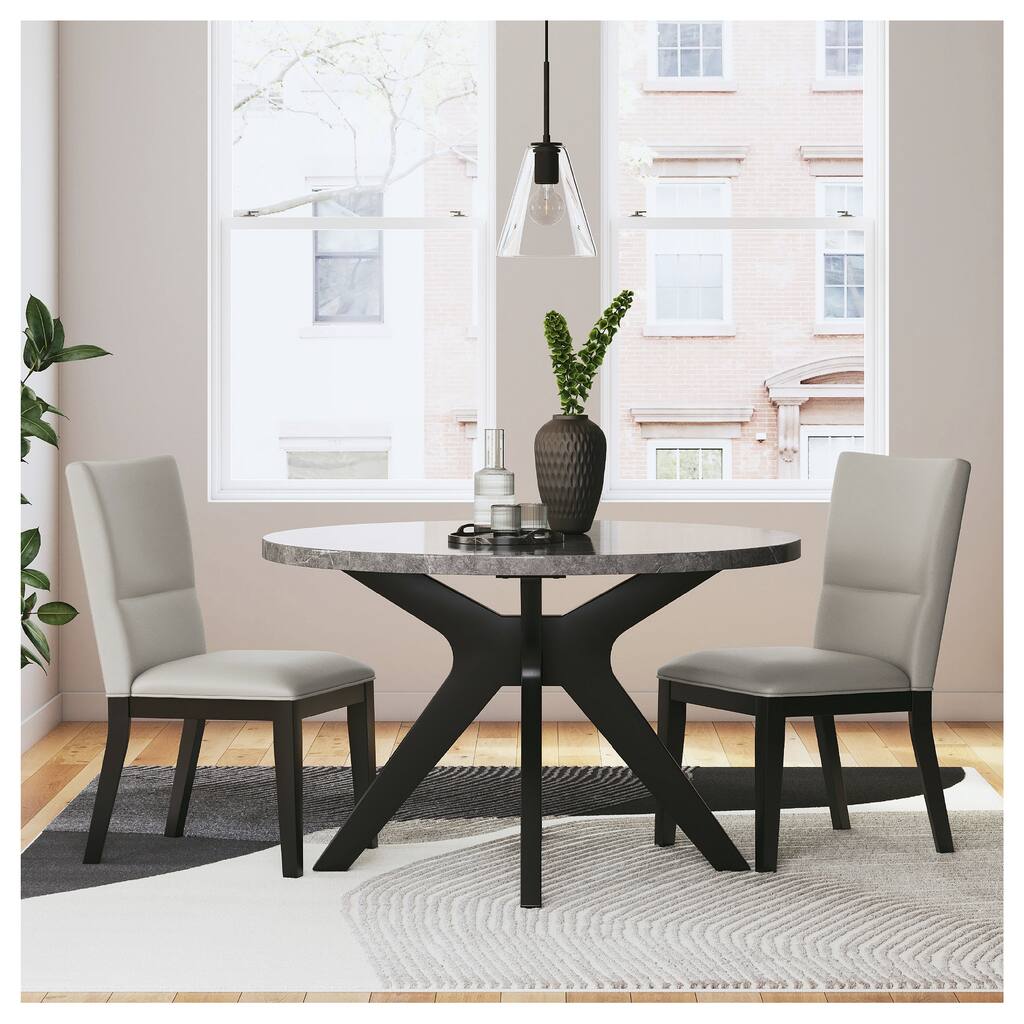 Signature Design by Ashley Glinari Gray/Black Round Dining Table - 48"W x 48"D x 30"H