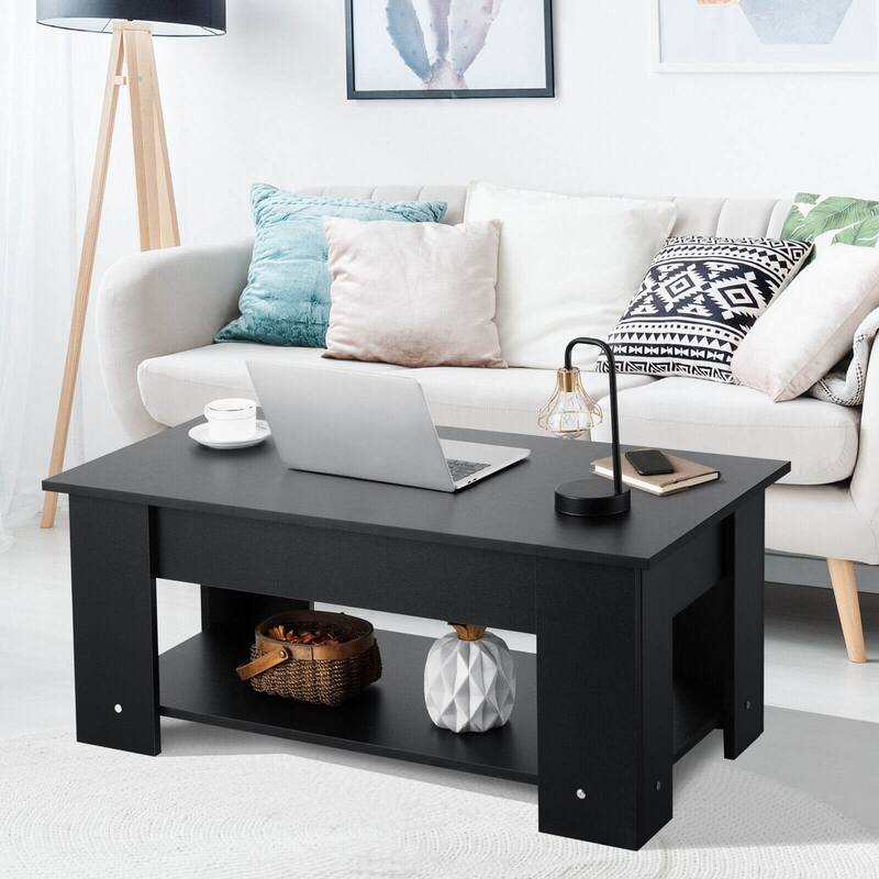 Modern Coffee Table with Lift Top and Large Hidden Storage Space - 38.5" x 20"/29" x 16.5"
