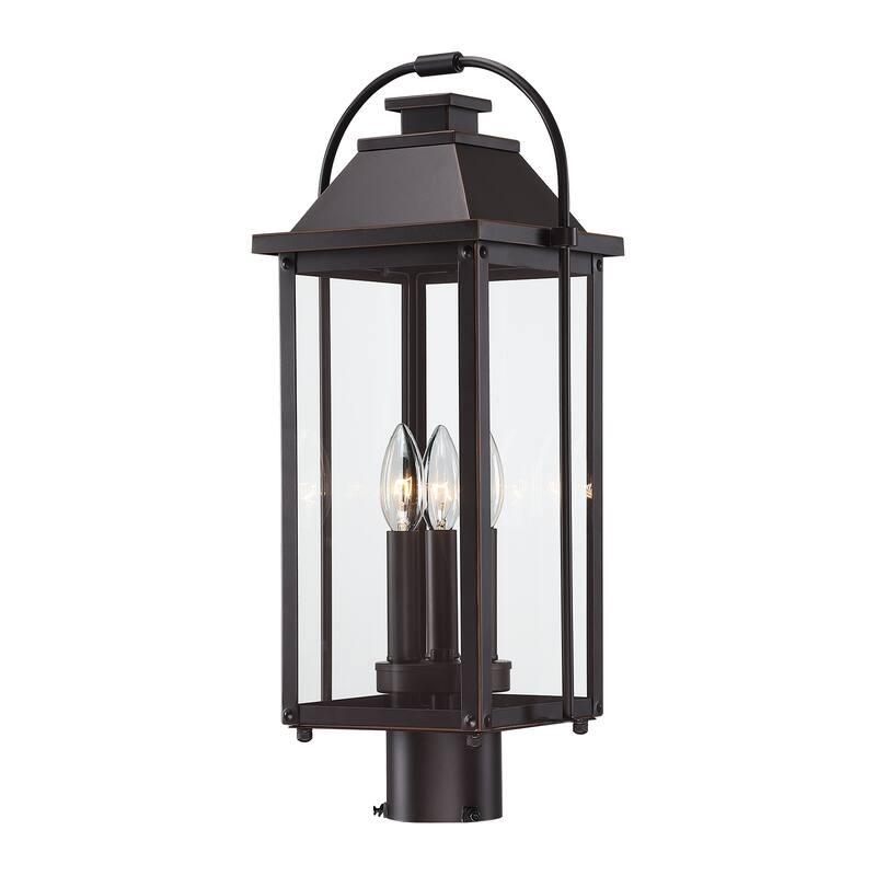 Brits 3-Light Outdoor Pier Mount Light Lantern Head - 20.8 in. H - Bronze