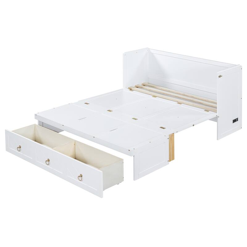 Space-Saving Queen Murphy Bed with Built-in USB Charging, Large Storage Drawer & Dual Finish Options