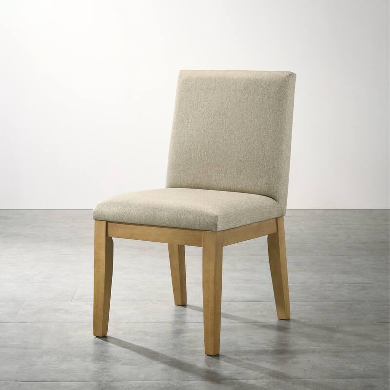 Modern 2 Piece Solid Wood Fabric Dining Chair with Backrest, Upholstered for Dining Room Kitchen Bedroom Living Room