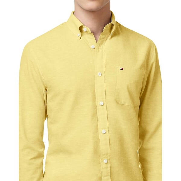 yellow tommy hilfiger shirt long sleeve