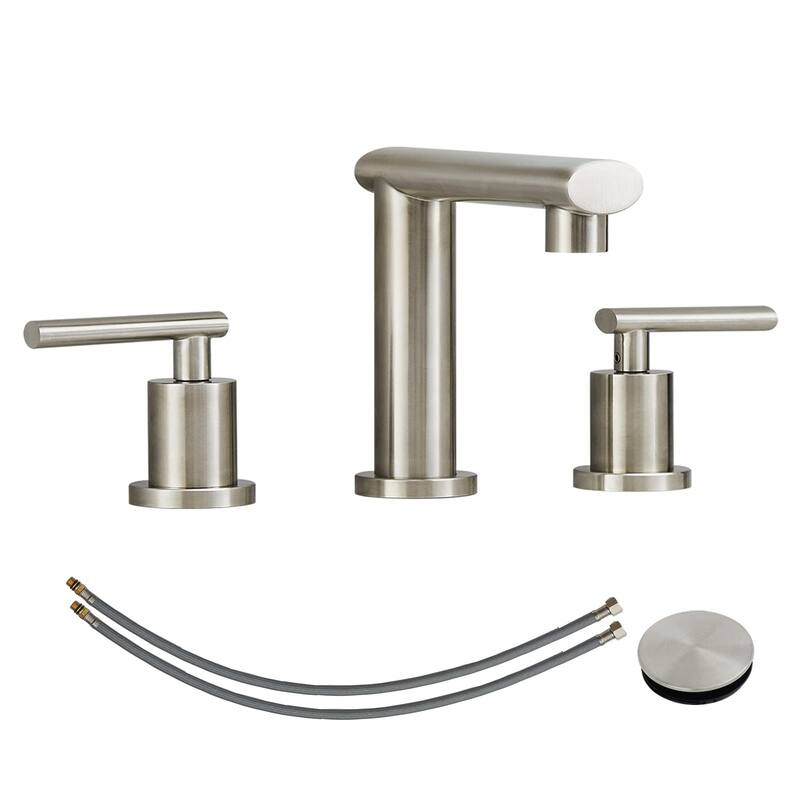Modern 2 Handle Waterfall Bathroom Sink Faucet with Pop Up Drain Assembly and Lead Free Supply Hose, Rust Resistant
