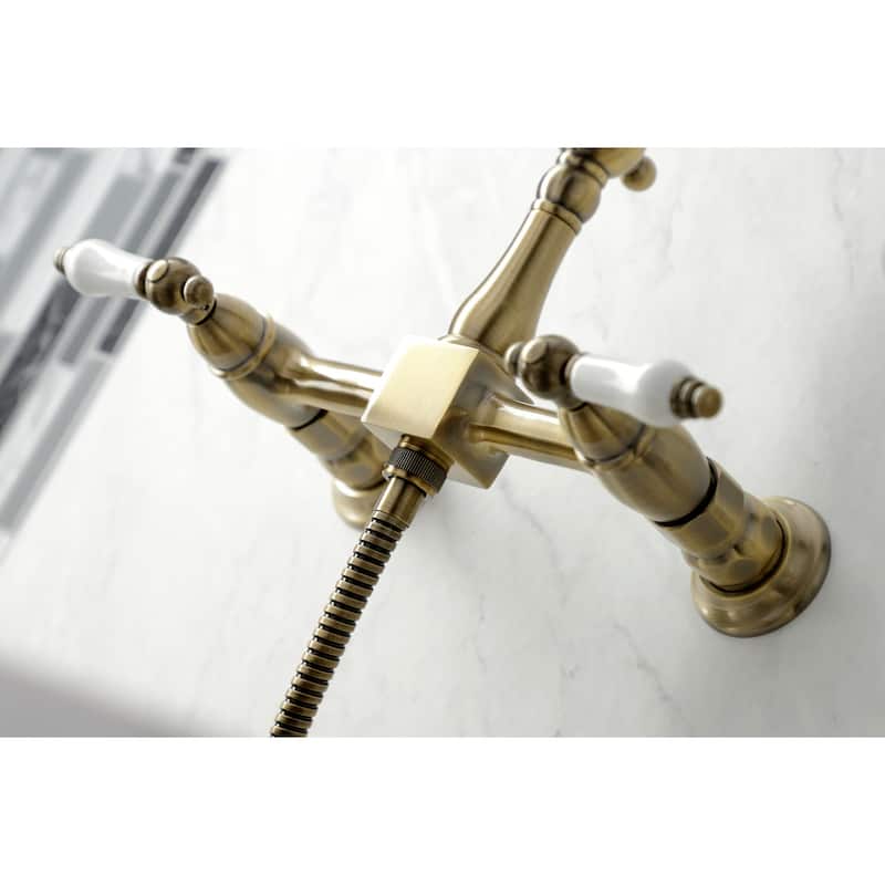 Kingston Brass Heritage 1.8 GPM Wall Mounted Widespread Bridge Kitchen