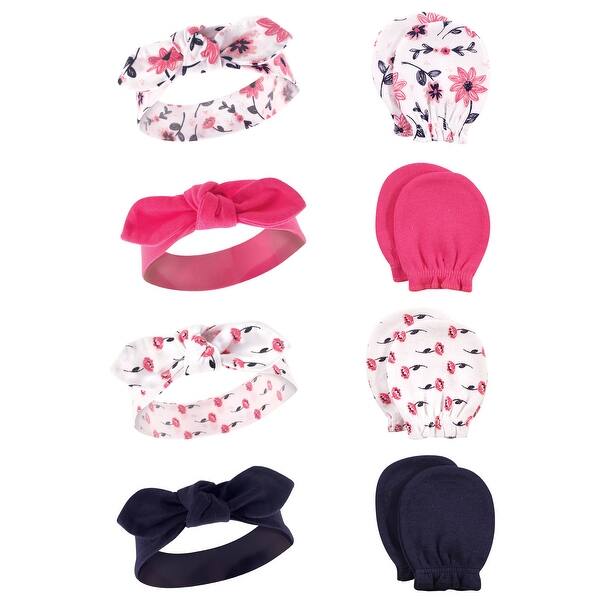 slide 1 of 1, Hudson Baby Infant Girl Cotton Headband and Scratch Mitten Set, Botanical, 0-6 Months - Botanical Botanical - 0-6 Months