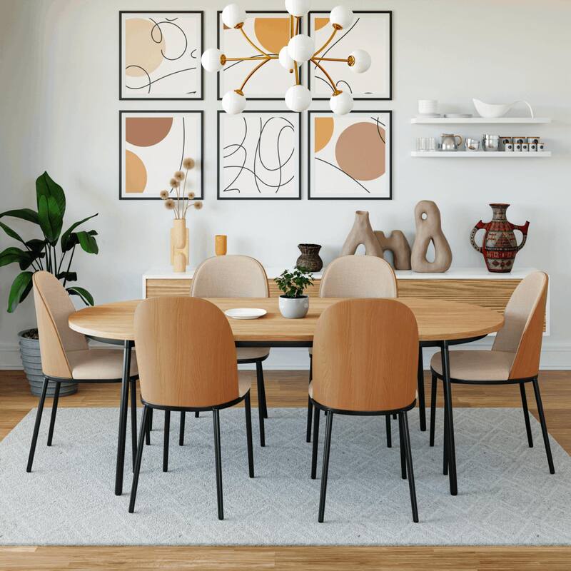 Dining Chair with Upholstered Seat Side Chair with MDF Wood Frame in Steel Set of 4