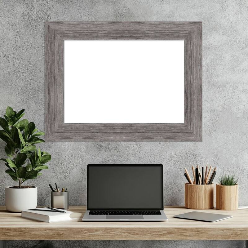 Amanti Art Pinstripe Plank Grey Framed Dry Erase Magnetic Board