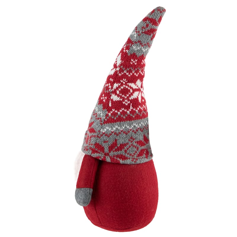 Standing Gnome with Nordic Hat Christmas Decoration - 12" - Red and Gray