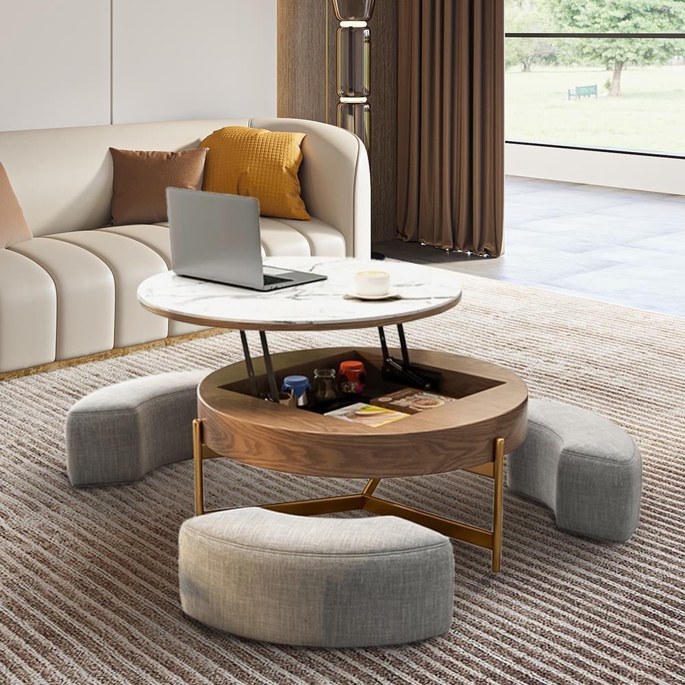 Living Room Ottoman With Nesting Stools Ebern Designs 5-in-1