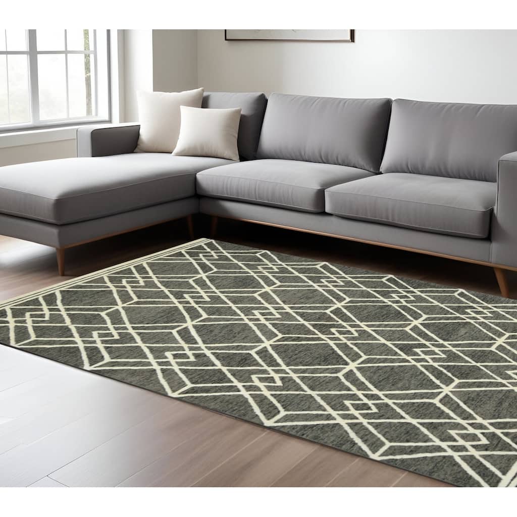 HomeRoots Geometric Lodge Rectangle Area Rug