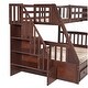 preview thumbnail 29 of 28, Solid Pinewood Twin-Over-Full Bunk Bed with 3 Drawers and Storage Staircase, Divided Into 2 Individual Platform Bed Frames
