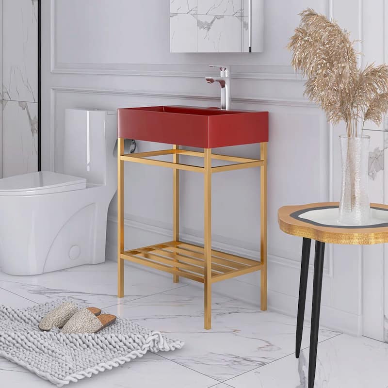 24" Freestanding Bathroom Vanity with Ceramic Sink - 23.62'' x13.98'' x 33.46''