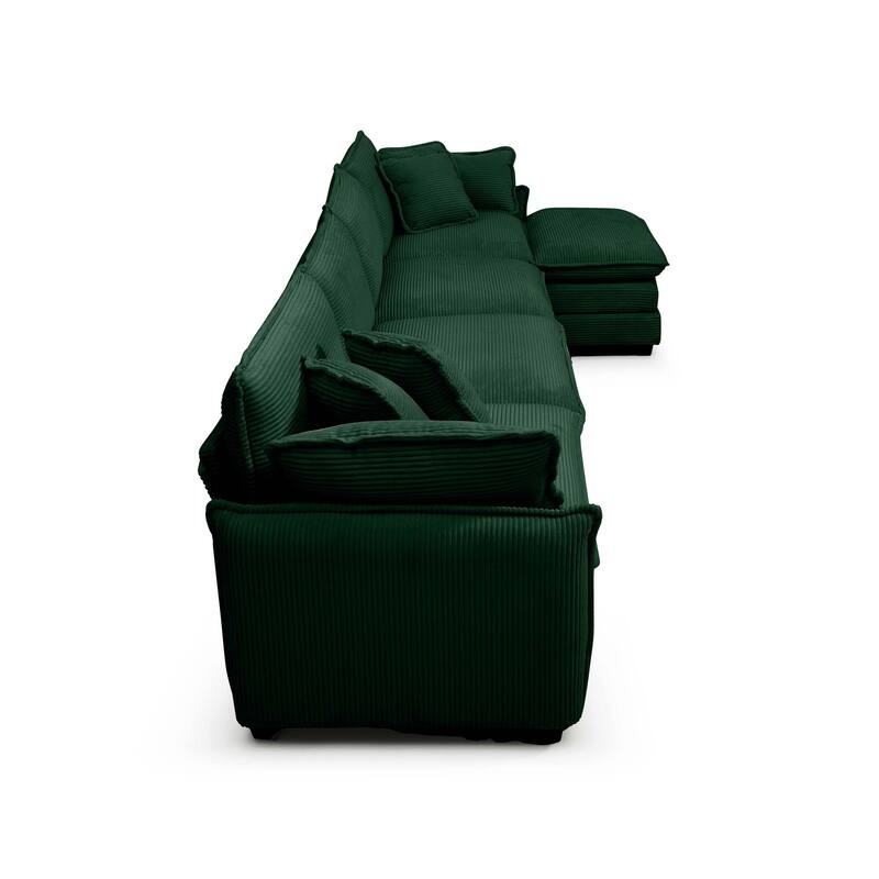 5-piece Oversized Corduroy Upholstered L-Shaped Modular Sectional Sofa with Removable Ottoman and Free Combination