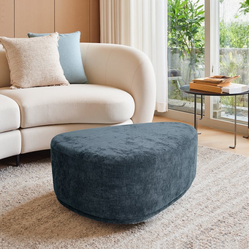 Bonnie 26"/43" W Chenille Small/ Oversized Triangular Cheese Ottoman - Oversized:43.7"×31.7"×16" - Navy