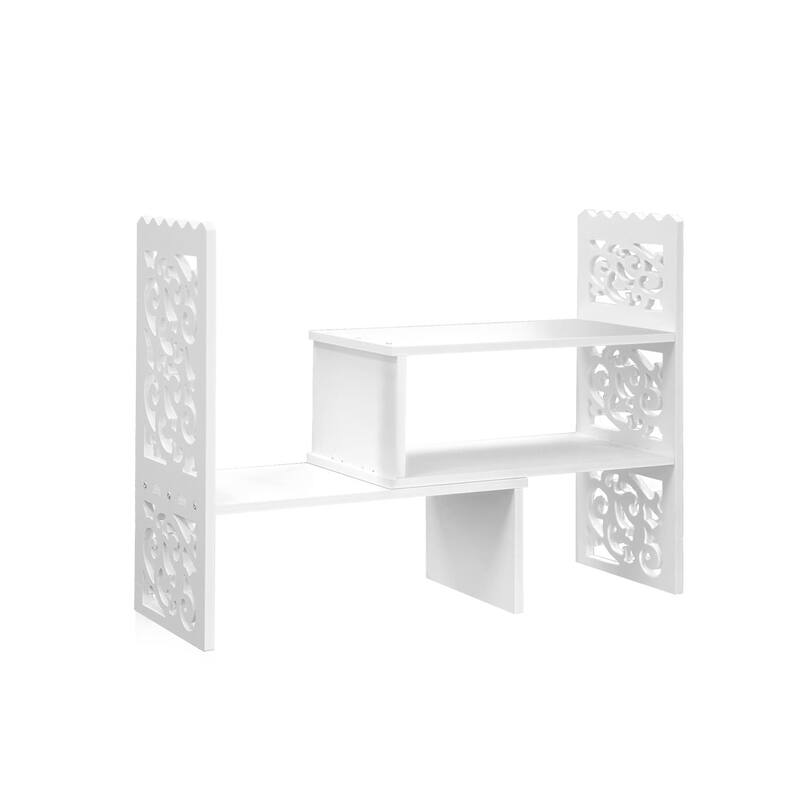 Retro 3-Compartment White Wood Desk Organizer