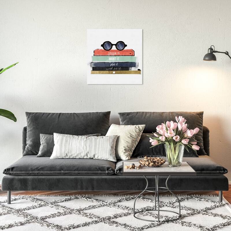 Wynwood Studio Canvas Fashion and Glam Study Books Black and Mint Green Glam Wall Art Canvas Print - 20 x 20