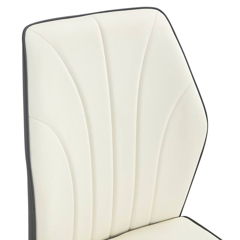 Roomfitters PU Dining Chairs with Patterned Backrest and Black Metal Legs, Upholstered Modern Set of 8 for Dining