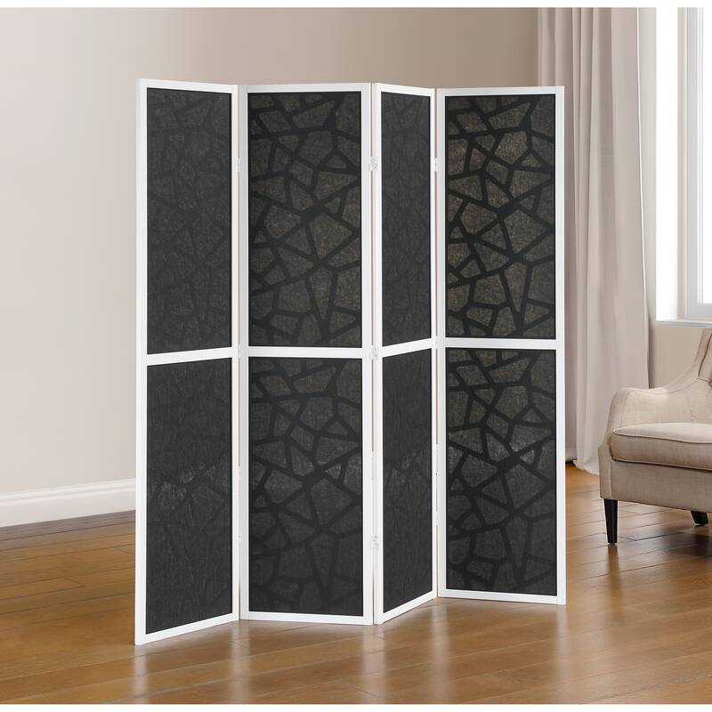 Roundhill Furniture Aurra 4-Panel Wood Room Divider, Folding Portable Partition Screen