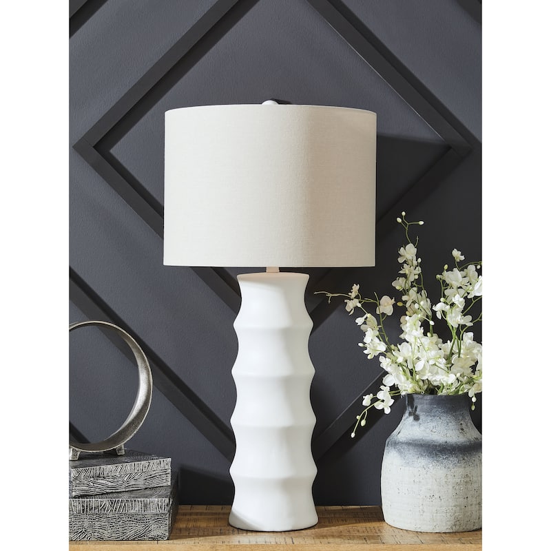 Signature Design by Ashley Veraleigh White Table Lamp - 17" W x 17" D x 34" H