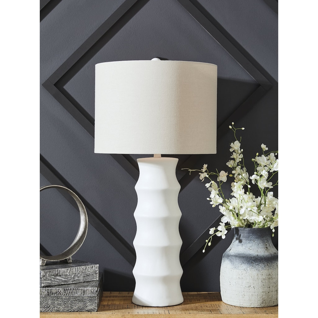 Signature Design by Ashley Veraleigh White Table Lamp - 17" W x 17" D x 34" H