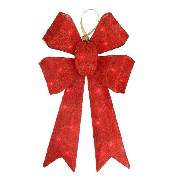 Shop 24 Lighted Sparkling Red Sisal Double Bow Outdoor Christmas