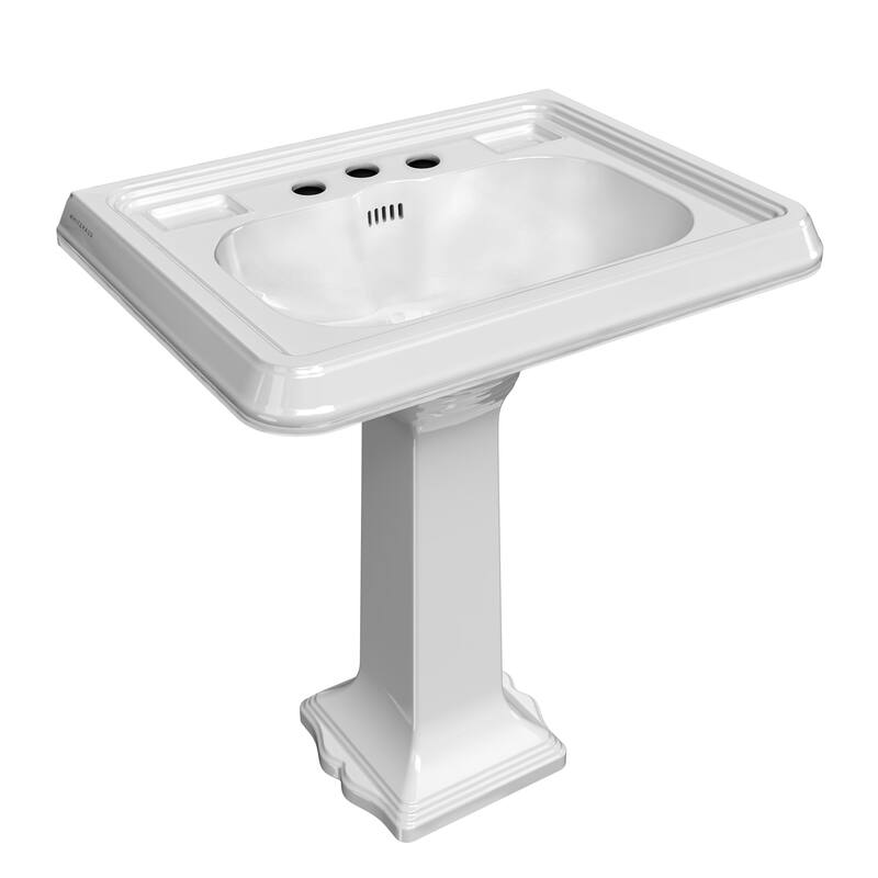 Whitehaus AR854-AR805-3H 28-3/4" Rectangular Vitreous China Pedestal - White