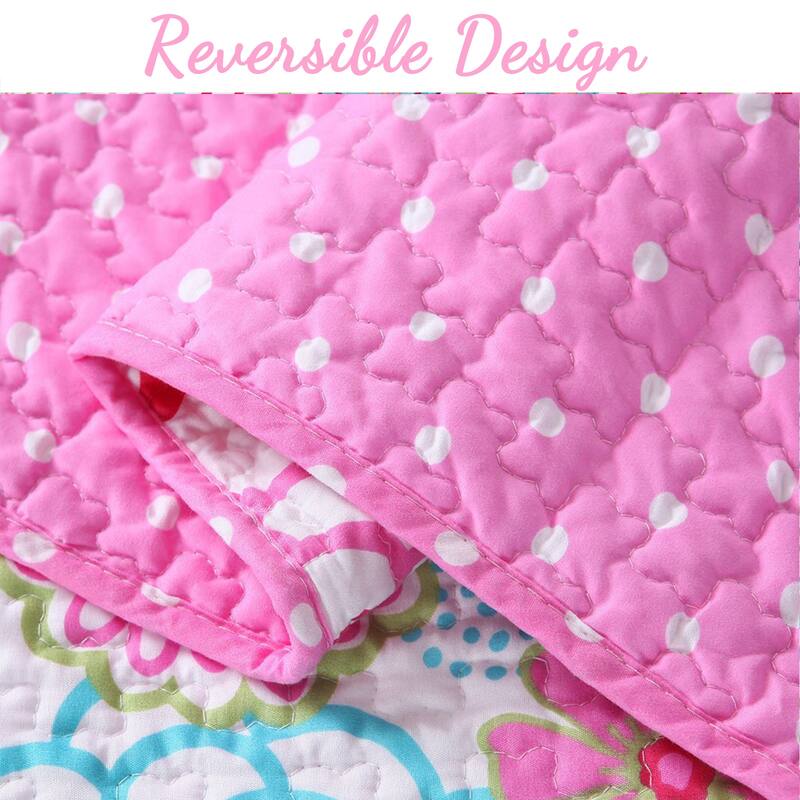 Cozy Line Mariah Colorful Floral Pink Quilt Bedding Set